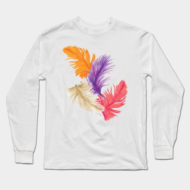 Warm Falling Feathers Long Sleeve T-Shirt by AmandaDilworth